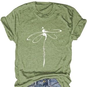 Green Dragonfly Warrior Graphic T-Shirt